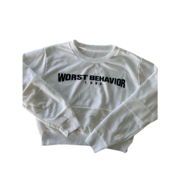 “worst Behavior” White Pullover Long sleeve Women’s Size XL - Picture 1 of 6